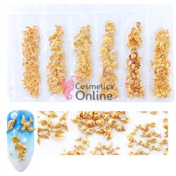 Decoratiuni 3D Metalice Aurii Combinate, Set de 200 bucati Cod M001